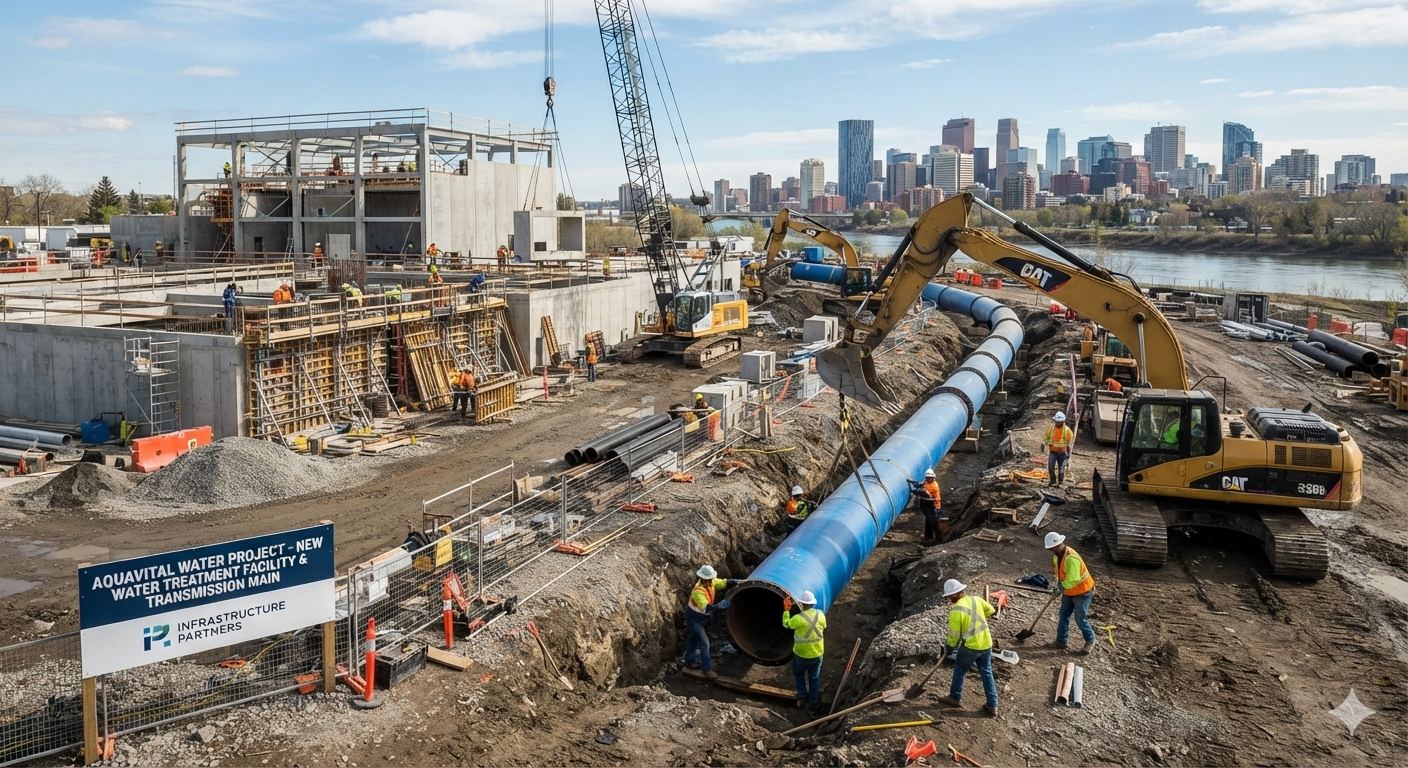 Water treatment and pipeline construction site
